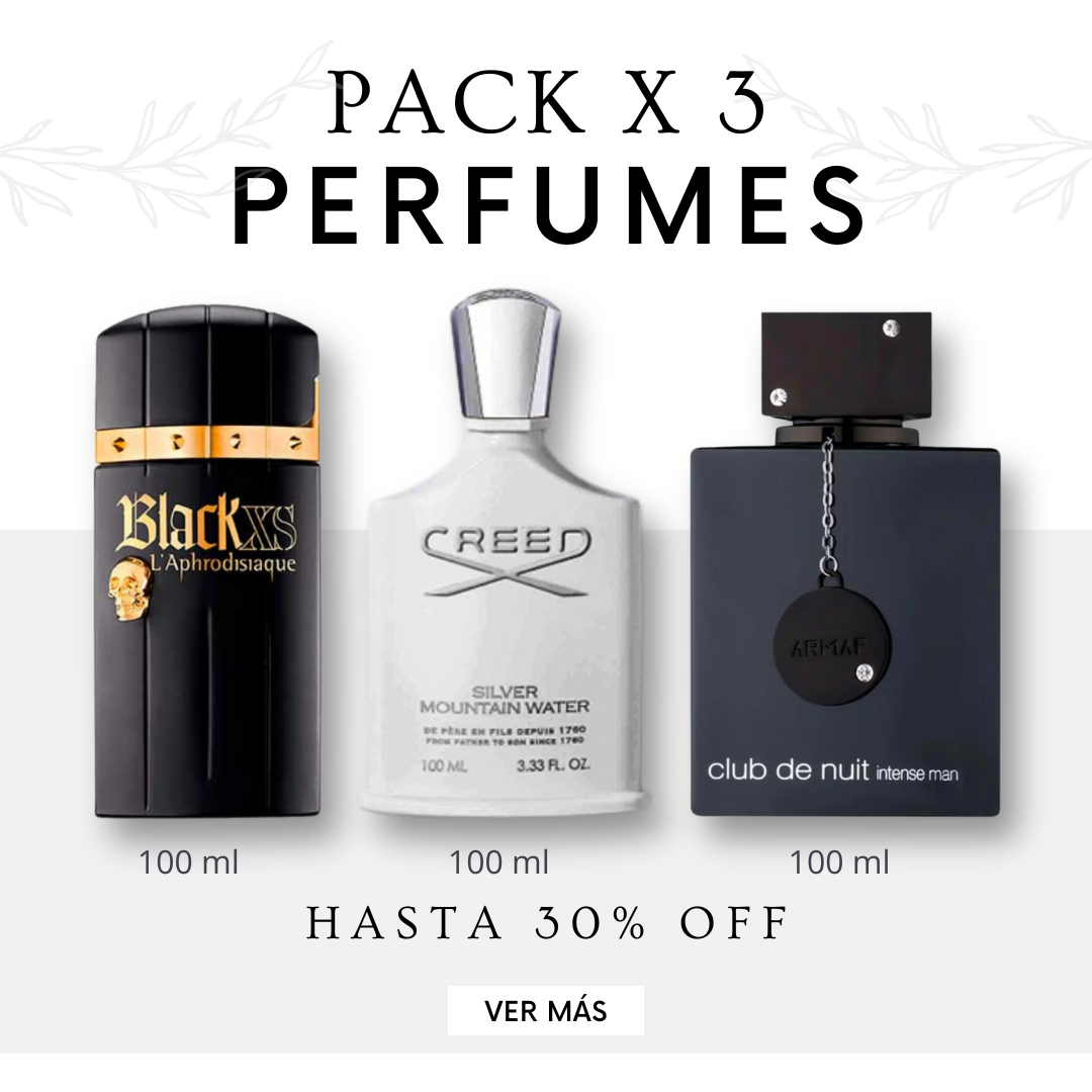 Kit de Perfumes <br><br> • Silver Mountain <br> • Black XS L'Aphrodisiaque <br> • Club de Nuit Intense