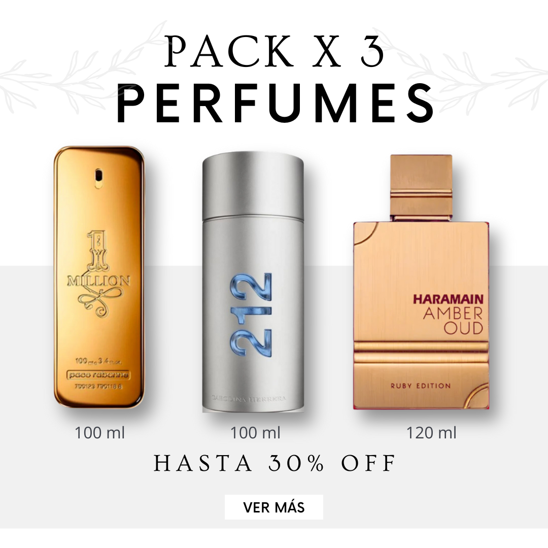 Kit de Perfumes <br> <br>• 1 Million <br> • 212 Men <br> • Amber Oud Ruby