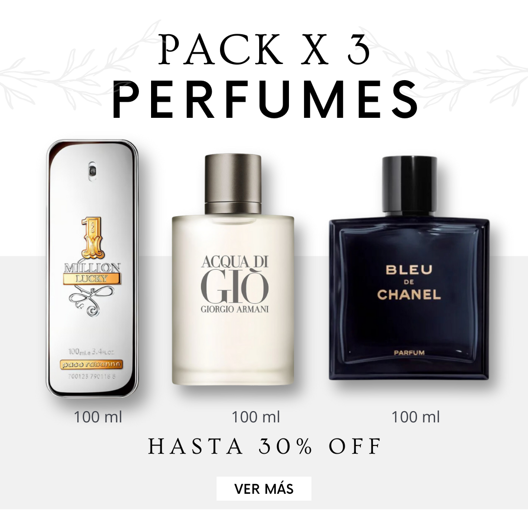 Kit de Perfumes <br> <br>• 1 Million Lucky <br> • Acqua di Gio <br> • Bleu de Chanel