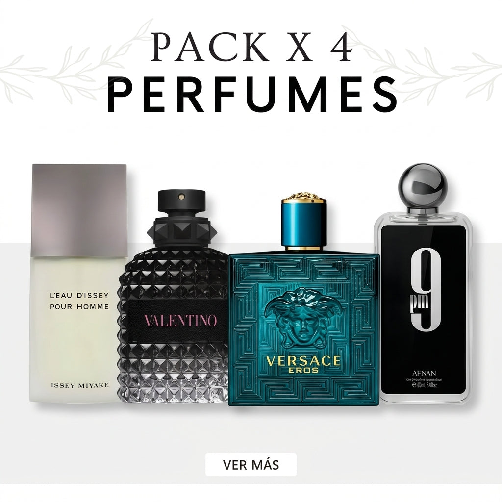 PACK X 4 - L'EAU D'ISSEY POUR HOMME - VALENTINO BORN IN ROMA - EROS - 9 PM