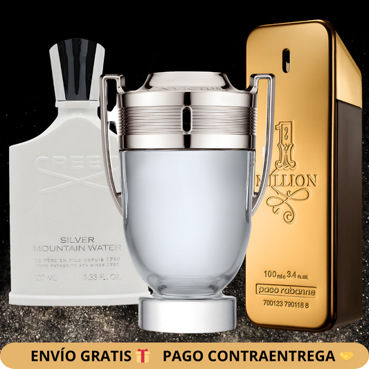 Kit de Perfumes Importados -Paco Rabanne Invictus_Creed Silver_Paco Rabanne 1 Million (100ml cada uno)