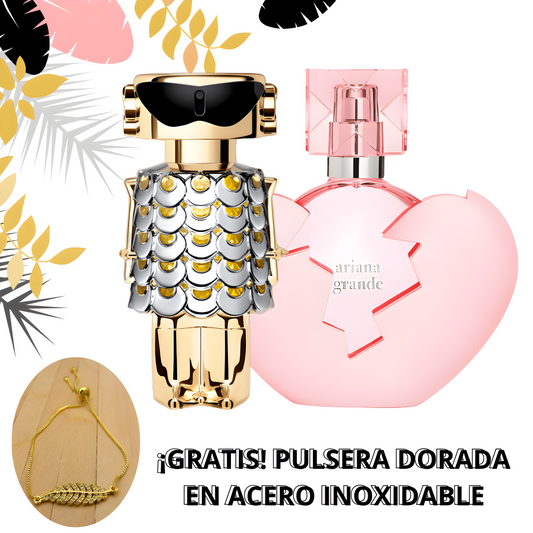 Kit de Perfumes Importados - Thank U, Next Ariana Grande_Fame Paco Rabanne (100ml - 80ml) GRATIS PULSERA🎁